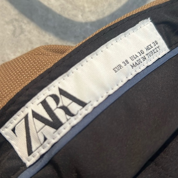 Zara Green high Waist Pants Slacks Soft Sz. 30 EUR 38 khaki tan warm color ankle - Picture 3 of 16